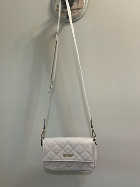GUESS cream Quilted Crossbody Bag